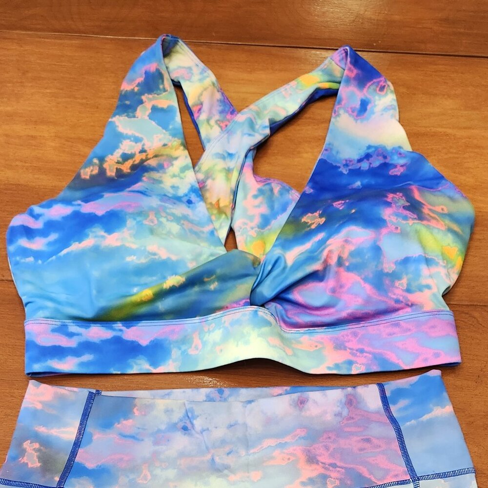 Neon Pattern Fabletics Twist Front Bra Top - image 1